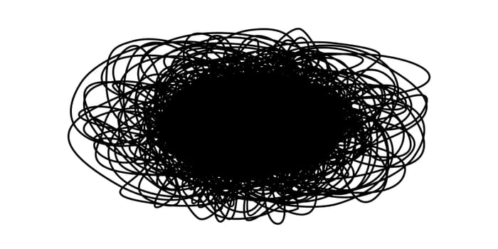 Grungy round scribble oval hand drawn with thin line, divider shape. Vector illustration