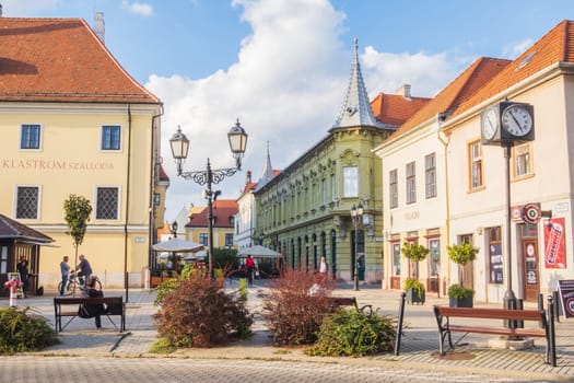 Győr, Hungary- September 25 2024: Street in Győr city with old houses in Hungary