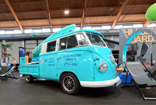 Old converted VW bus (Oldi)   The 63rd Interboot 2024 trade fair in Friedrichshafen has opened