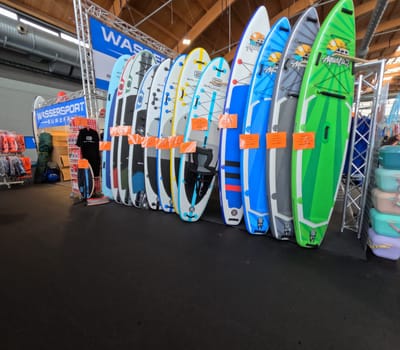 Rich selection of SUP,StandUp Paddling boards in all sizes and colours  The 63rd Interboot 2024 trade fair in Friedrichshafen has opened