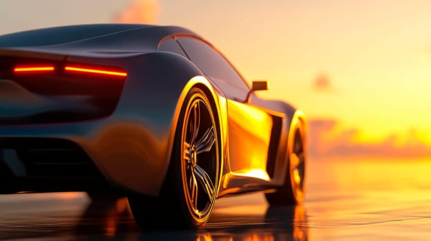Rear view of modern sleek car, close up view. AI generated