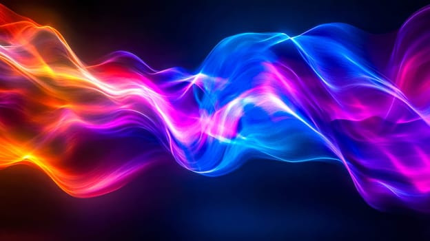 Colorful abstract wave design element is flowing on black background. This modern background is perfect for any project needing an abstract and colorful design element