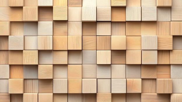 Background made from different wooden cubes. AI generated