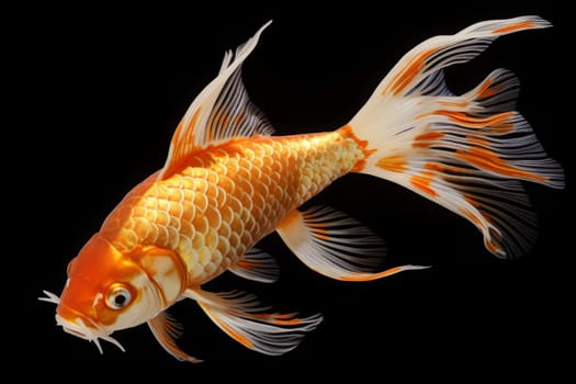 Beautiful butterfly Koi fish on dark background.