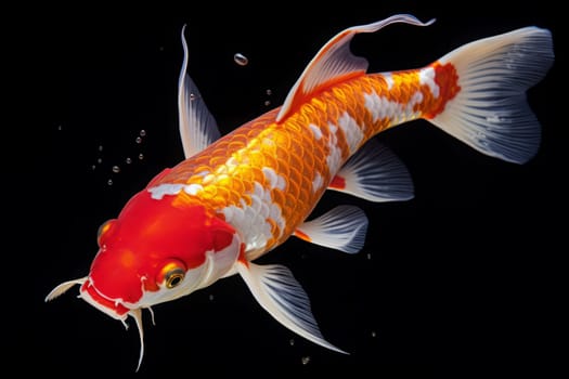 Beautiful butterfly Koi fish on dark background.