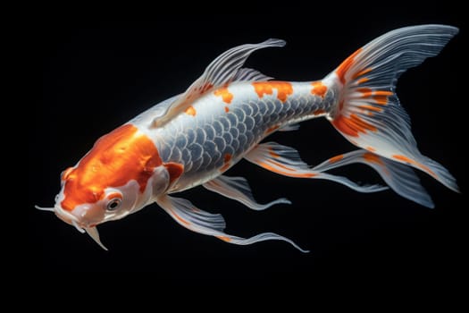 Beautiful butterfly Koi fish on dark background.