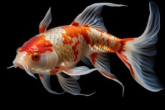 Colorful butterfly koi fish on clear water.
