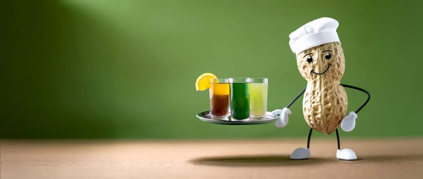 Symbolic waitress with a tray and glasses for job advertisements or other things with space for text.