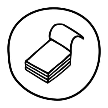 Doodle Notepad icon. Infographic symbol in a circle. Line art style graphic design element. Web button. Office supplies, taking notes concept.
