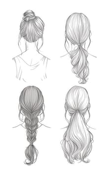 Drawing depicting four different hairstyles