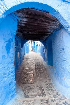 Typical alley of the Kasbah of Chefchaouen, teh blue ciy of Morocco