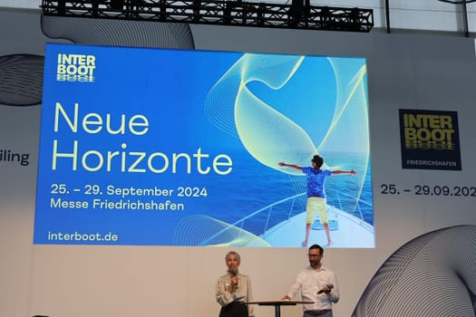 New Horizons - this is the title of the Interboot 2024 trade fair Friedrichshafen opens its doors on 25.09.2024New Horizons - with press spokesperson Mirja Raff and project manager Felix Klarmann