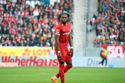 Junior Adamu (SC Freiburg) at the match of the 1st FBL: 24-25: 1st FBL: 24-25: 5th Sptg. SC Freiburg - FC St. Pauli  DFL REGULATIONS PROHIBIT ANY USE OF PHOTOGRAPHS AS IMAGE SEQUENCES AND/OR QUASI-VIDEONann  Photo: Joachim Hahne/johapress