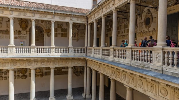 Padua, Italy - July 23, 2024: Palazzo Bo (Bo Palace) entrance, historical building home of the Padova University from 1539 in Padua, Italy