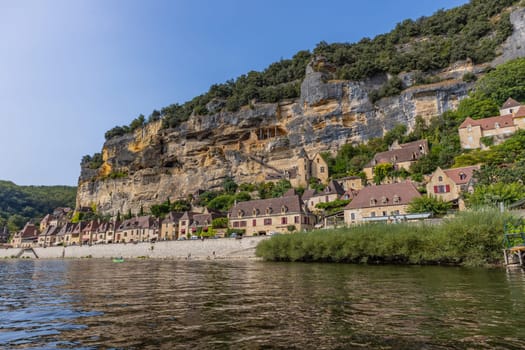 La Roc Gageac  France: August 20  2024:Medieval river village of La Roc Gageac in the Dordogne region of France