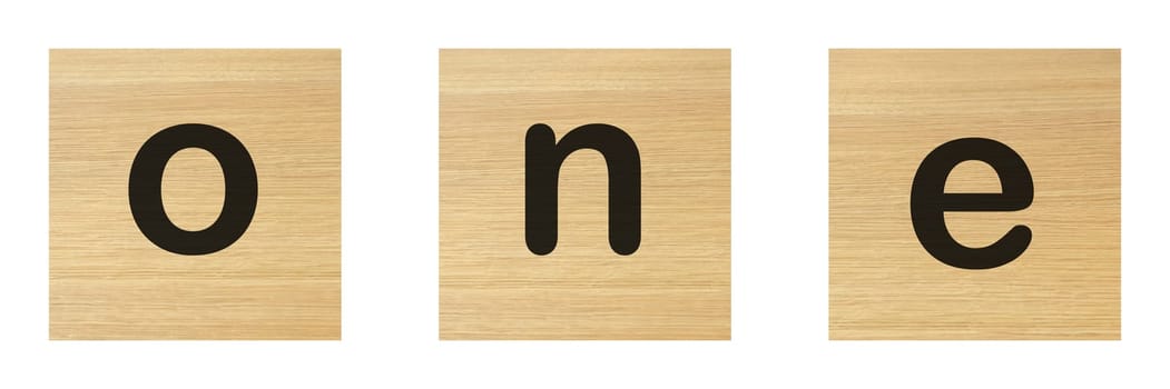 One word with wood blocks on white