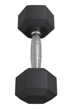 Blank Hex Dumbbell, weightlifting gym equipment, top view, isolated on white background. 3D illustration