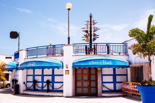 Puerto de las Nieves, Gran Canaria Island, Spain - 20 July 2024. La Taberna Del Puerto De Agaete restaurant offers seafood, meat dishes and Iberian ham.