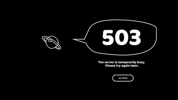 503 Service Temporarily Unavailable error page. Vector layout