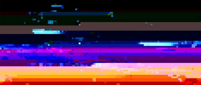 Trendy glitch pattern on dark background. Abstract vector geometric elements