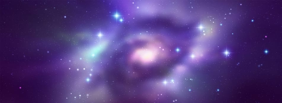 Space vector background with realistic nebula and shining stars. Magic colorful galaxy
