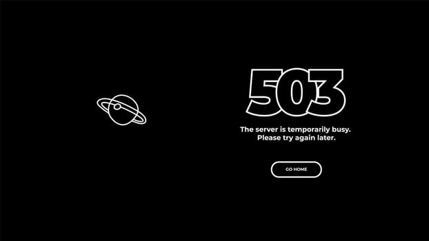 503 Service Temporarily Unavailable error page. Vector layout