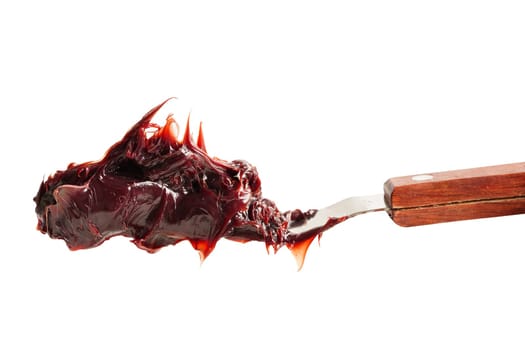 Grease isolated on white background with clipping path, red excellent water resistance synthetic lithium complex.