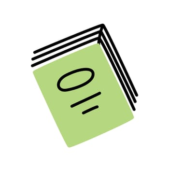 Doodle book icon hand drawn in a modern minimalistic style. Knowledge and education symbol isolated on white background. Vector illustration