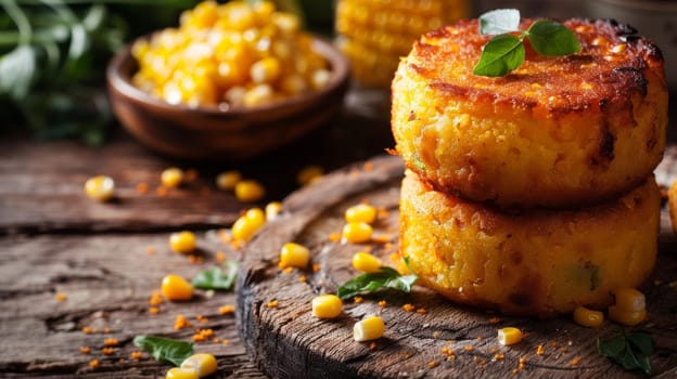 Authentic Paraguayan Chipa Guasu, a traditional corn cake similar to cornbread, beautifully presented on a rustic wooden board