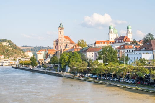 Passau, Germany- September 19 2024: View over the old city of Passau over the Danube river, Bavaria, Germany