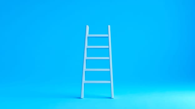 Minimal composition featuring a white ladder set against a vibrant blue backdrop, symbolizing ambition, growth, and the pursuit of success