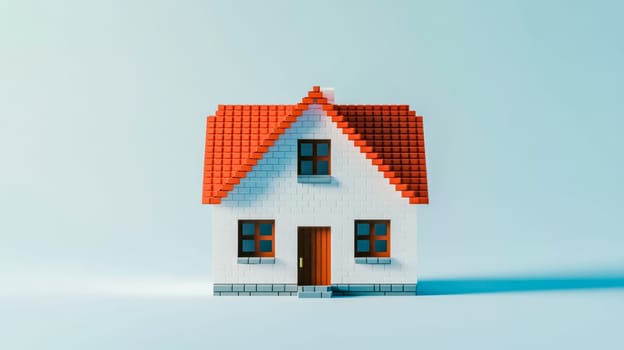 Charming miniature house with a red roof symbolizes the concept of home, real estate, and family, perfect for mortgage or rental concepts
