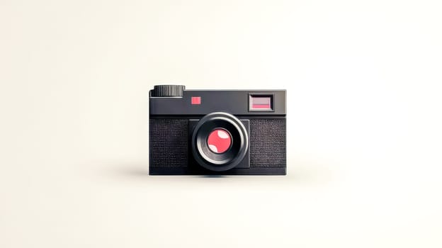 Black retro camera standing on a white background, representing concepts of photography, nostalgia, and vintage technology
