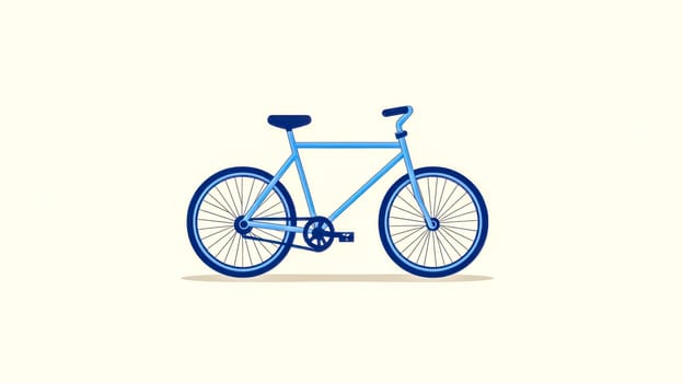 Light blue bicycle standing on a white background, simple flat illustration of a bicycle for rent, sale or delivery service
