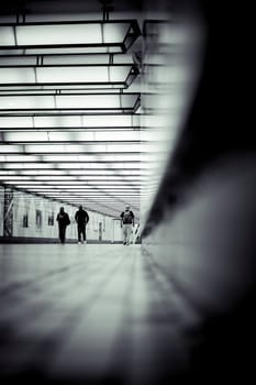 Brussels, Belgium, September 23rd 2024: View on pedestrian underpass on Brussels Central Railway station to the Metro of Brussels