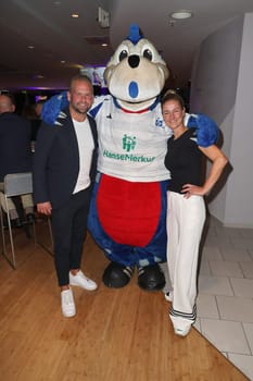 Jörg Vennewald,Dino,Rhea Harder,Sport Quiz Charity gala in favor of the Right to Play in the VIP area of the Volksparkstadion,Hamburg,24.09.2024