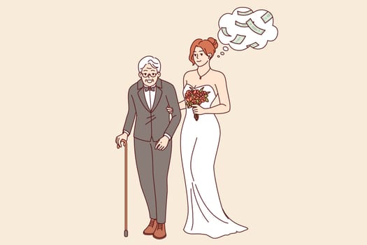 Marriage of convenience between mercantile young woman who thinks about money and older man. Girl marries pensioner and enters into marriage of convenience in hopes of receiving large inheritance.