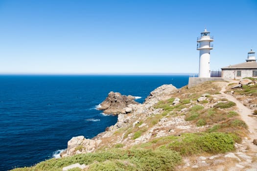 Tourinan lighthouse view, Galicia, Costa da Morte, Spain. Spanish landmark
