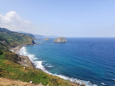 Biscay province coastline summer view, Spain. Spanish sea landscape