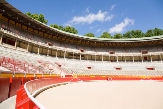 Plaza de Toros de Pamplona view. End point of the running of the bulls, san fermin festival. Pampeluna, Spain