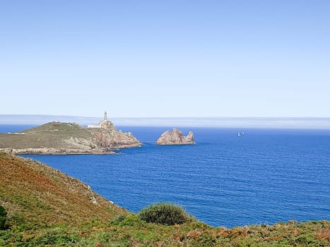 Road to cape Vilan, Galicia, Spain. Spanish beautiful coastline.
