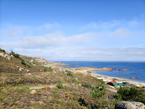 Lobeiras beach landscape, Camelle, Galicia, Spain. Spanish coastline panorama