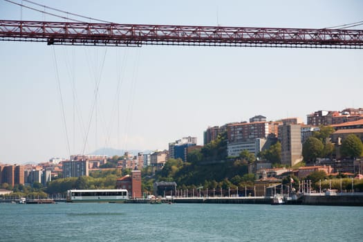 Steel transporter bridge. Vizcaya bridge between Portugalete and Las Arenas, Spain