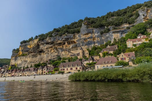 La Roc Gageac  France: August 20  2024:Medieval river village of La Roc Gageac in the Dordogne region of France