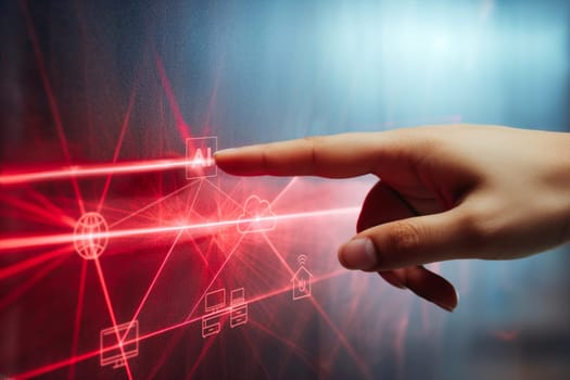 Connect to the future. Switch to AI. New technology. Data science, information technology concept. Human touching on AI machine learning on virtual screen with big data. Big data technology and data science. Person touching visual data. Artificial intelligence, machine learning, business analytics, data mining