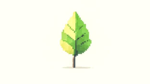 Pixelated tree transitions from green to yellow, capturing nature's seasonal shift with a retro video game vibe. Cute and fun design symbolizes changing seasons