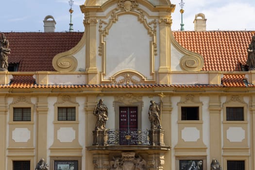 Prague, Czech Republic - September 3, 2024: Baroque facade of Loreta Monastery, located on Hradcany