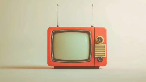 Travel back in time with this vintage red tv, a classic design against a white background, perfect for history and tech lovers