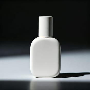 An elegant white bottle, ideal for cosmetic products, highlighted against a contrasting background.
