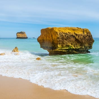 Rocks, beach and ocean, photography at Praia da Marinha near Benagil, Algarve, Portugal